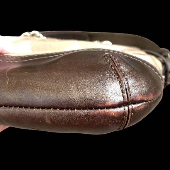 Coach Brown Signature Crossbody Bag with Chain Detail - Picture 7 of 10